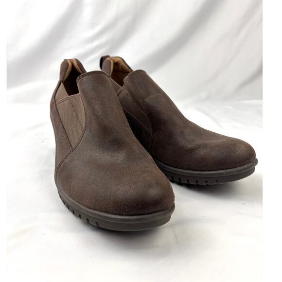 Euro Sofft Jaylee Boot Size 8.5M Brown Vegan Suede Wedge Bootie Shoes Womens - Picture 1 of 10